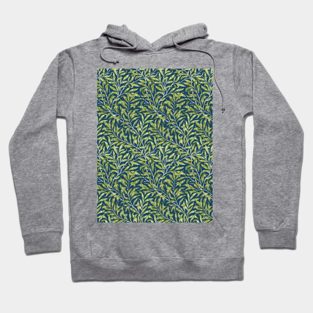 William Morris Willow Boughs Recolored Green on Blue Hoodie by tiokvadrat